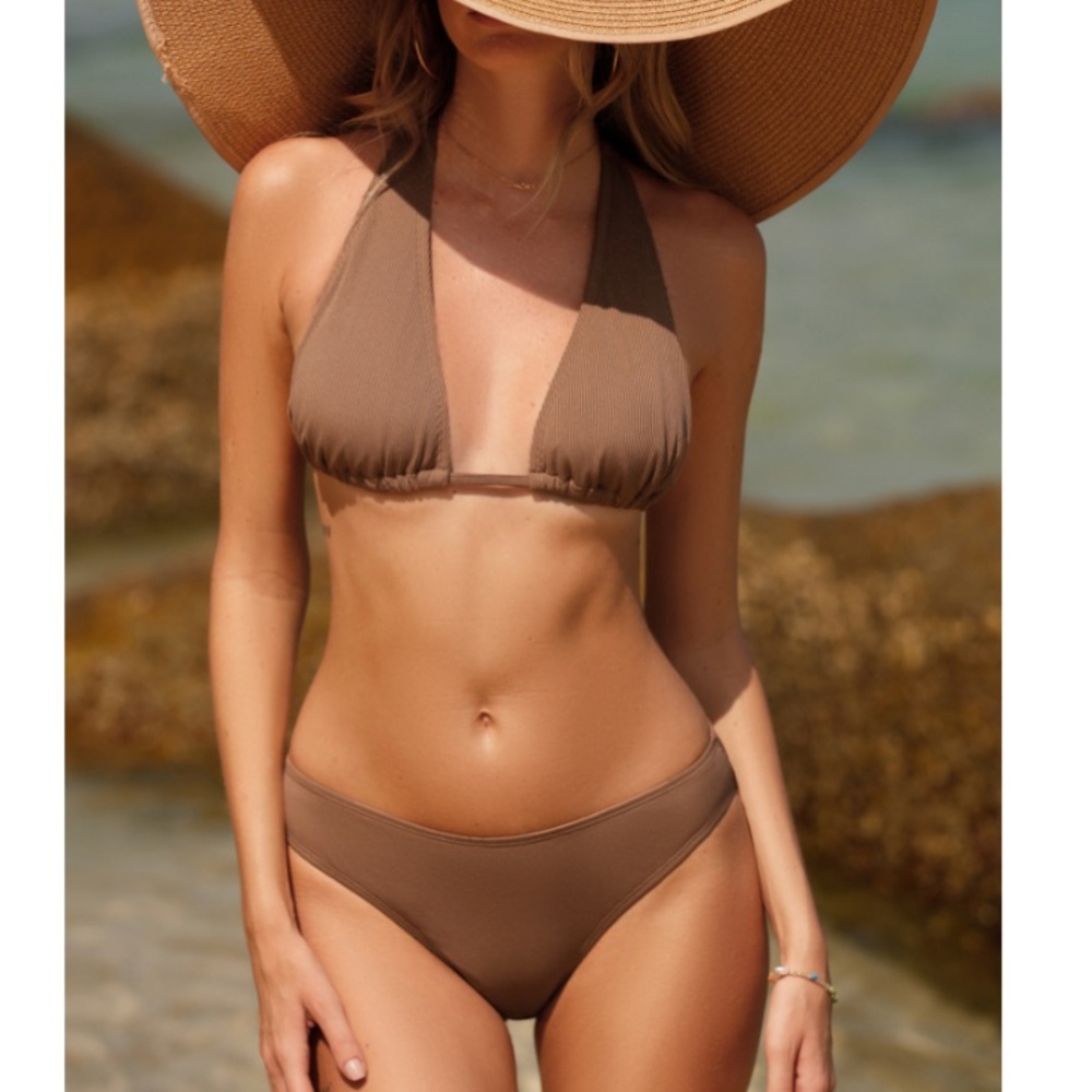 NWT CupShe Large Banded Halter&High-Leg Cut Bikini see photo for sizing